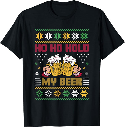 Ho Ho Hold My Beer T-Shirt - T-Shirt | Black