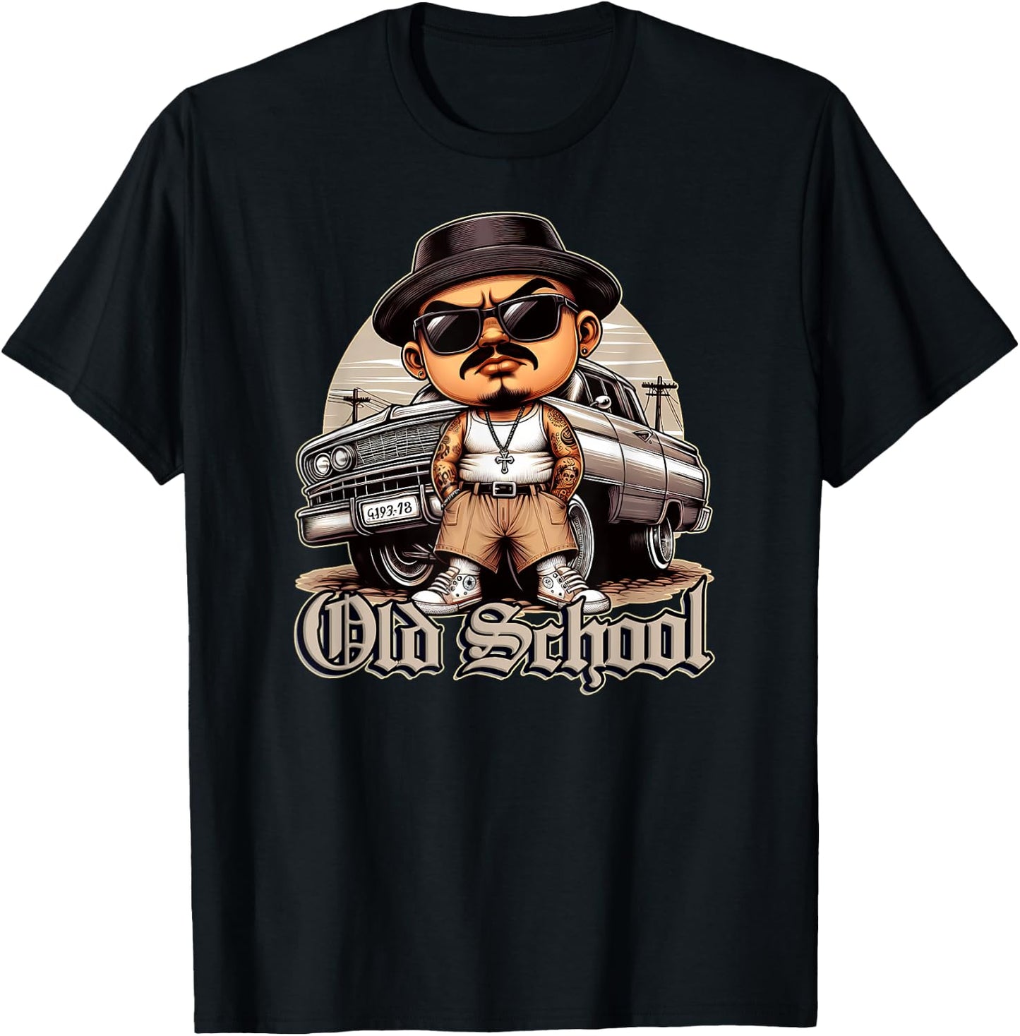 Old School Hip Hop Lowrider Shirt Chicano Cholo Low Rider T-Shirt - T-Shirt | Black