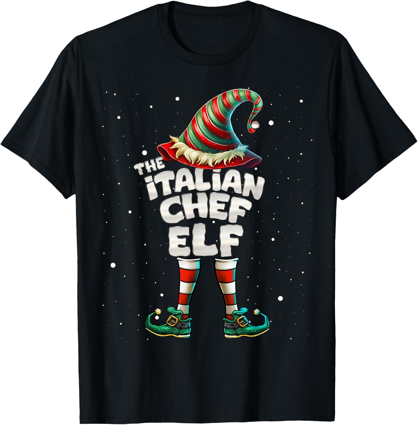 I'm The Italian Chef Elf Family Matching Group Christmas T-Shirt - T-Shirt | Black