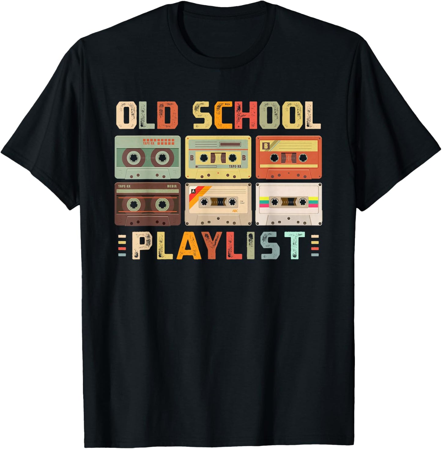 Cassette Tape Music 80s Retro Old School Playlist T-Shirt - T-Shirt | Black