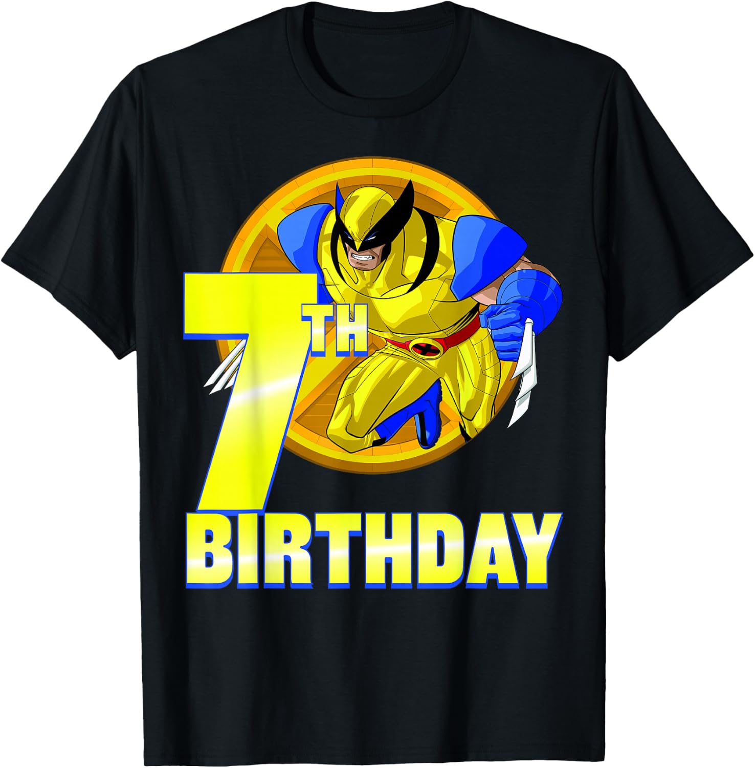 Marvel X-Men Wolverine 7th Birthday Badge T-Shirt - T-Shirt | Black