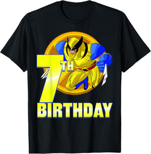 Marvel X-Men Wolverine 7th Birthday Badge T-Shirt - T-Shirt | Black