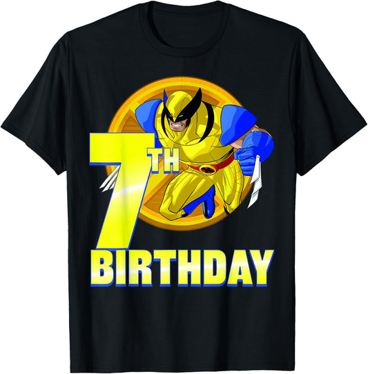 Marvel X-Men Wolverine 7th Birthday Badge T-Shirt - T-Shirt | Black