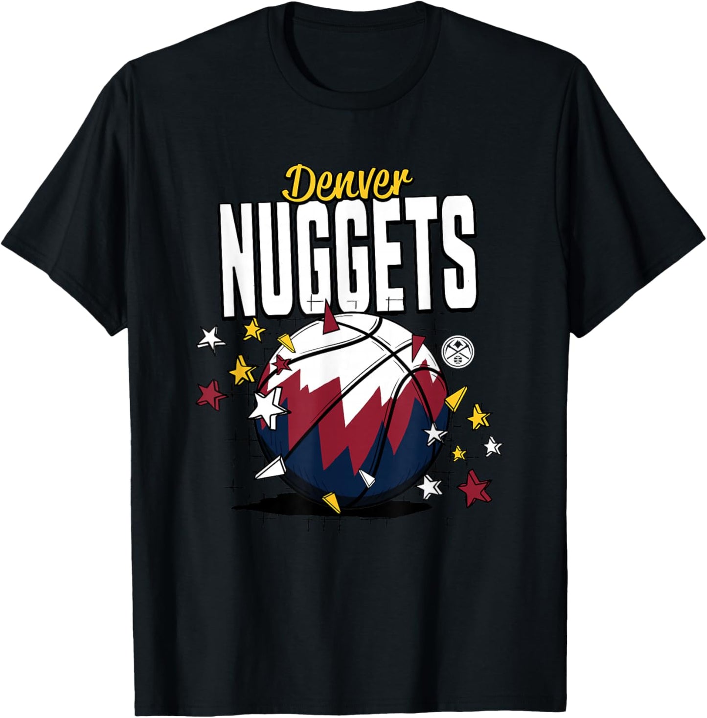 NBA Denver Nuggets Basketball Doodle Stars T-Shirt - T-Shirt | Black