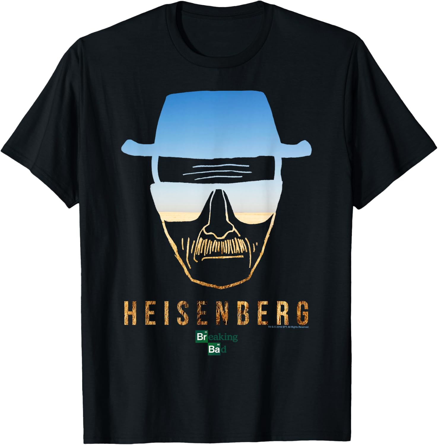 Breaking Bad Heisenberg Desert Horizon Outline Small T-Shirt - T-Shirt | Black