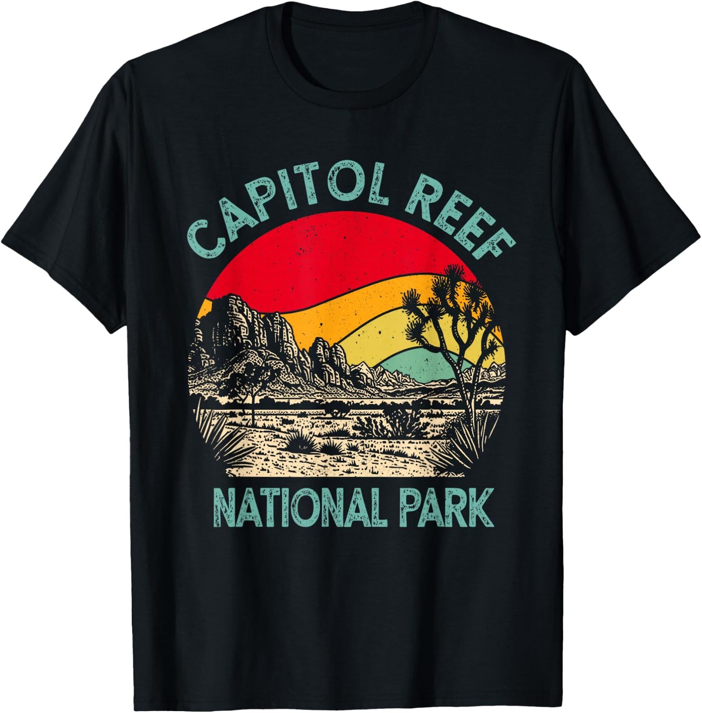 Retro Vintage Capitol Reef National Park 2025 Hiking Outdoor T-Shirt - T-Shirt | Black