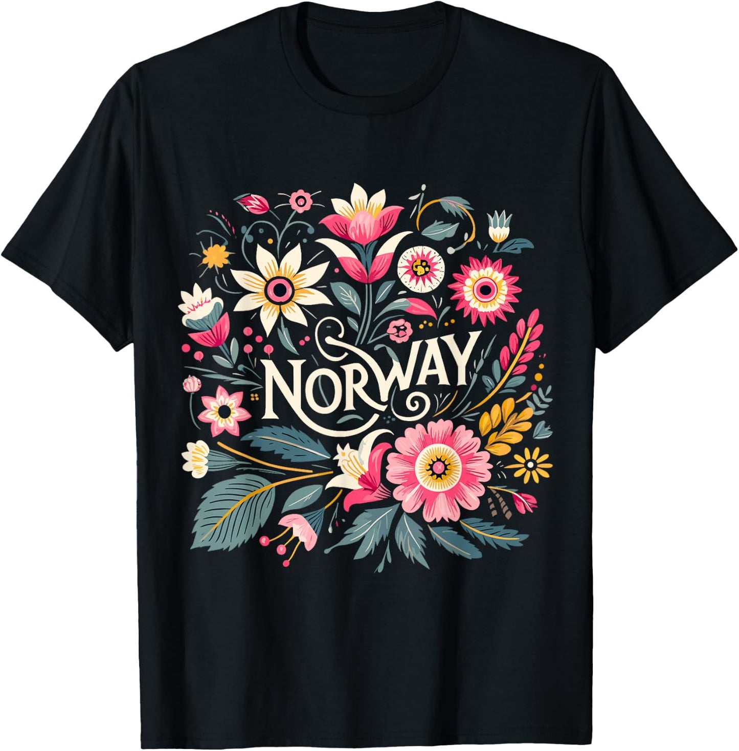 Norway Flowers Norwegian T-Shirt - T-Shirt | Black