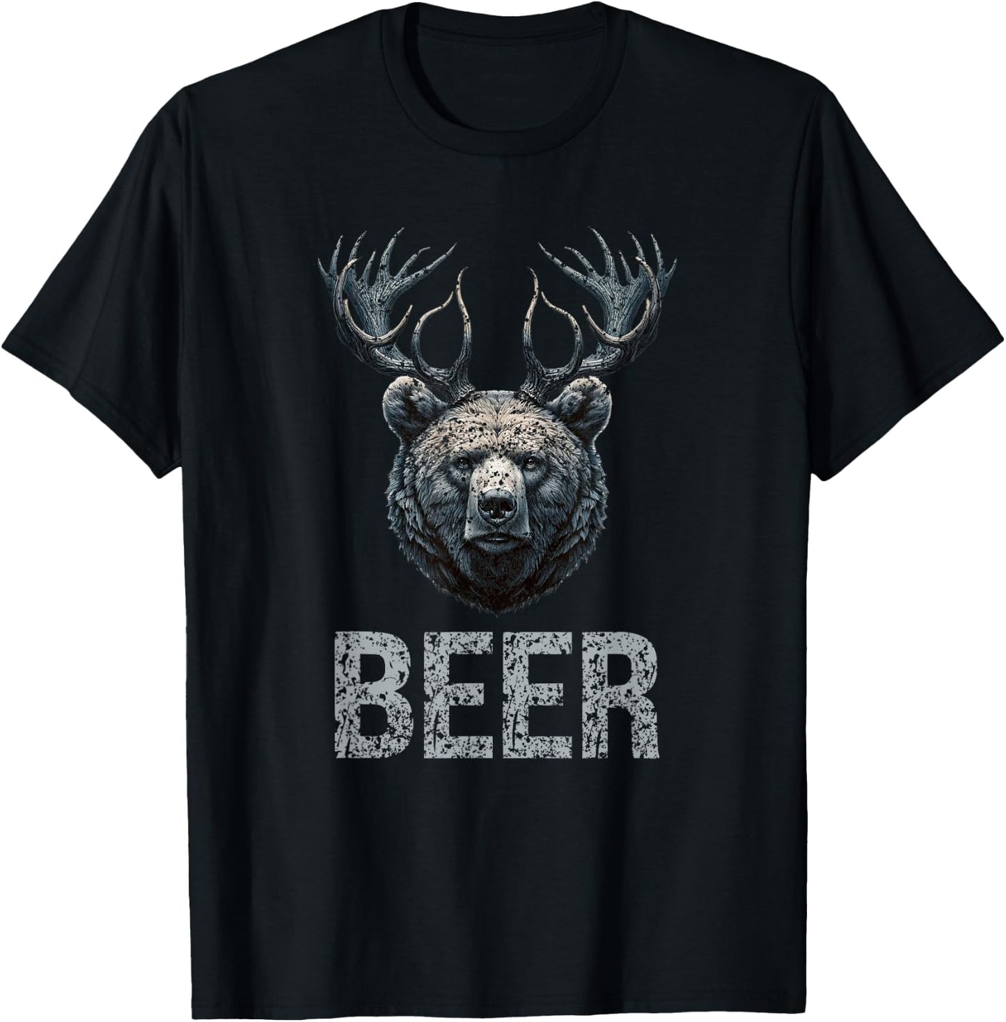 Beer Grizzly Deer Bear Bear With Antlers Beer T-Shirt - T-Shirt | Black