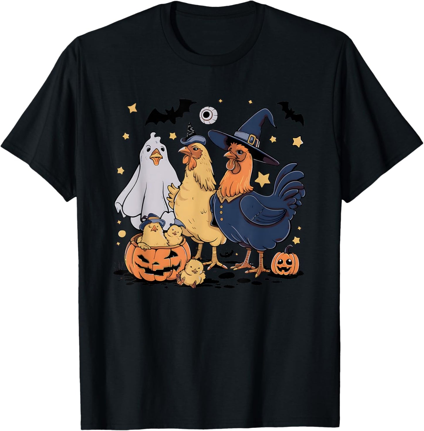 Ghost Chicken Halloween Witch Chicken T-Shirt - T-Shirt | Black
