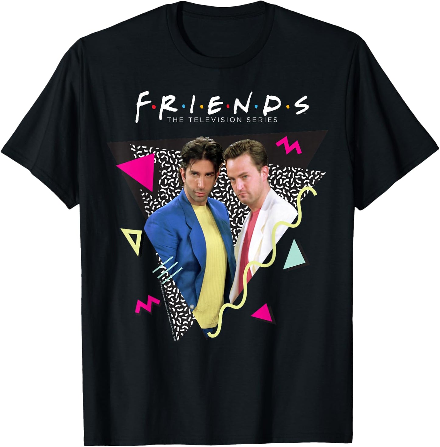 Friends Chandler & Ross Retro T-Shirt - T-Shirt | Black