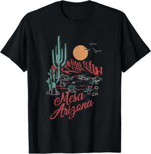 Mesa Arizona Desert State Vintage Desert Landscape T-Shirt - T-Shirt | Black