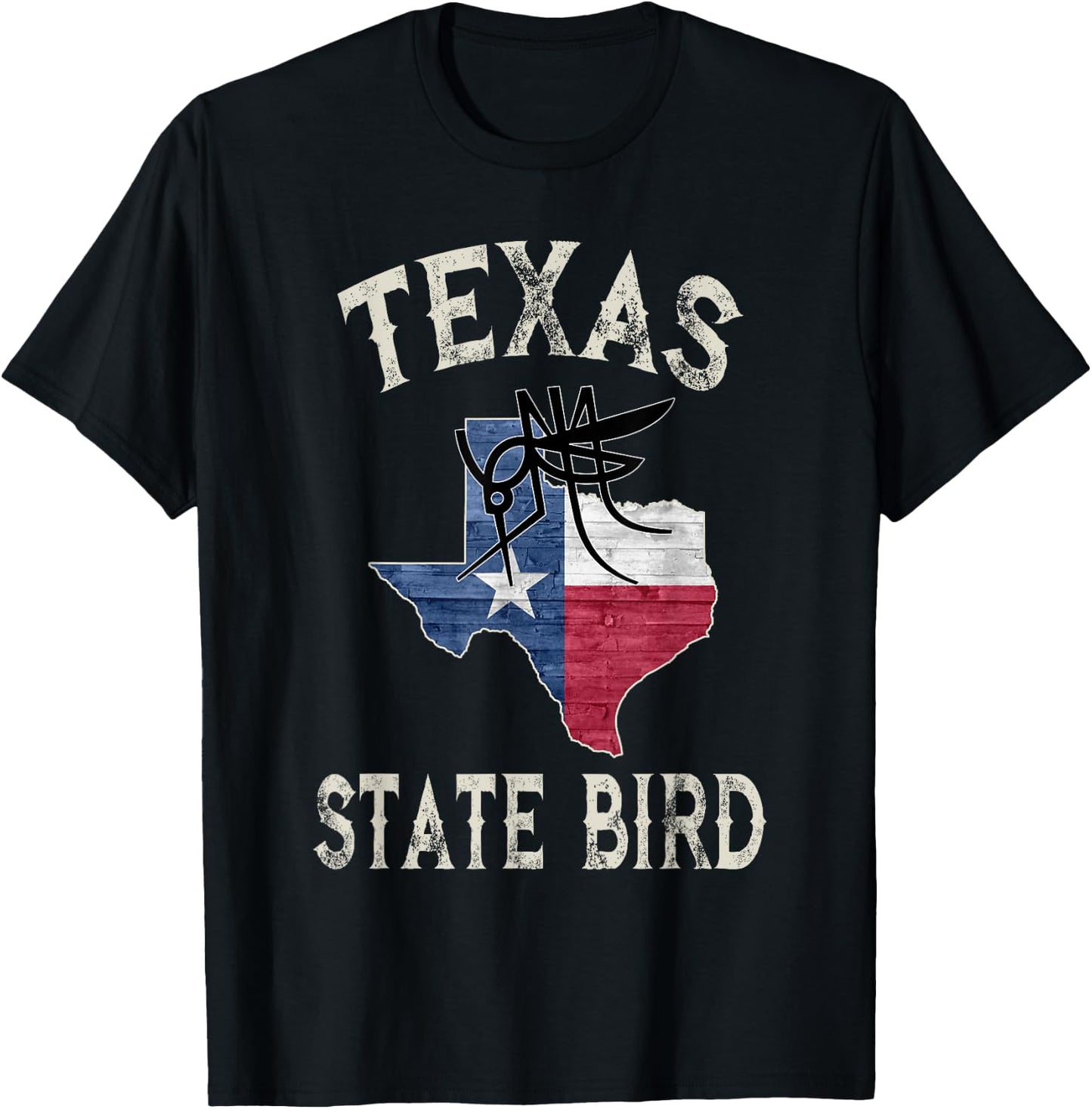 Texas State Bird Mosquito Flag T-Shirt - T-Shirt | Black
