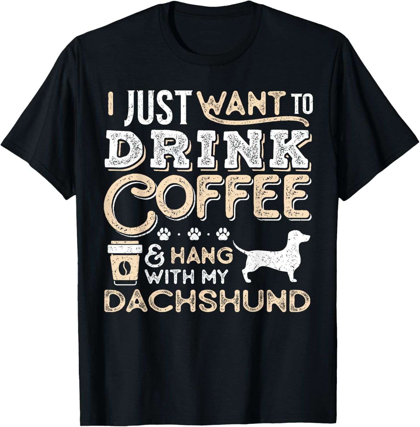 Dachshund Doxie Mom Dad Ich wanna nur hängen Kaffee trinken Gesc T-Shirt - T-Shirt | Black