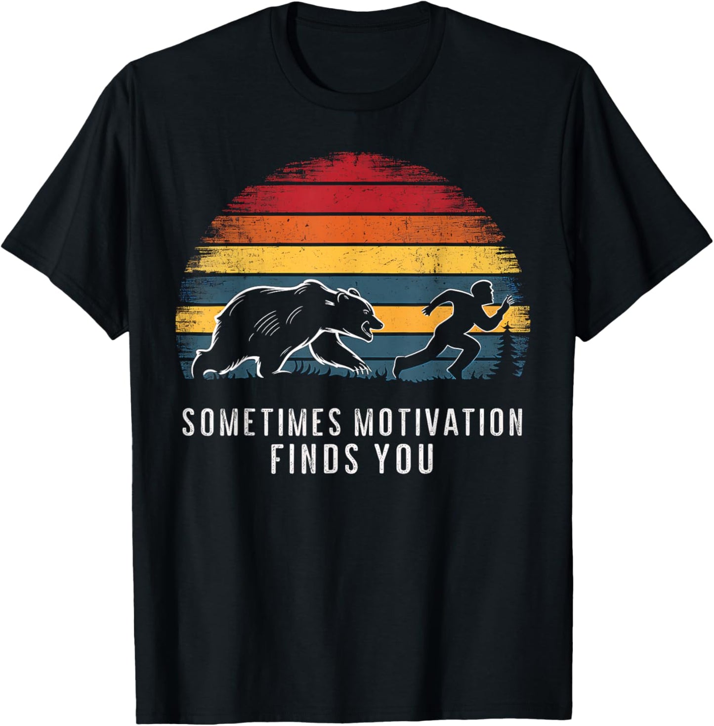 Running Motivation Bear Chasing Runner Funny Runner Design T-Shirt - T-Shirt | Black