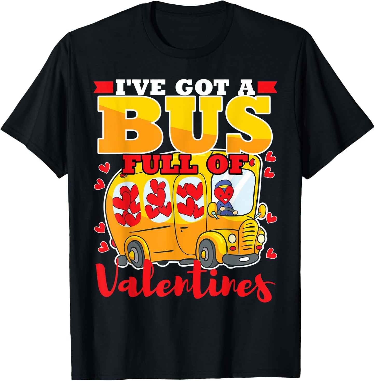 School Bus Driver Valentines Day Cute Funny Gift Women Men T-Shirt - T-Shirt | Black
