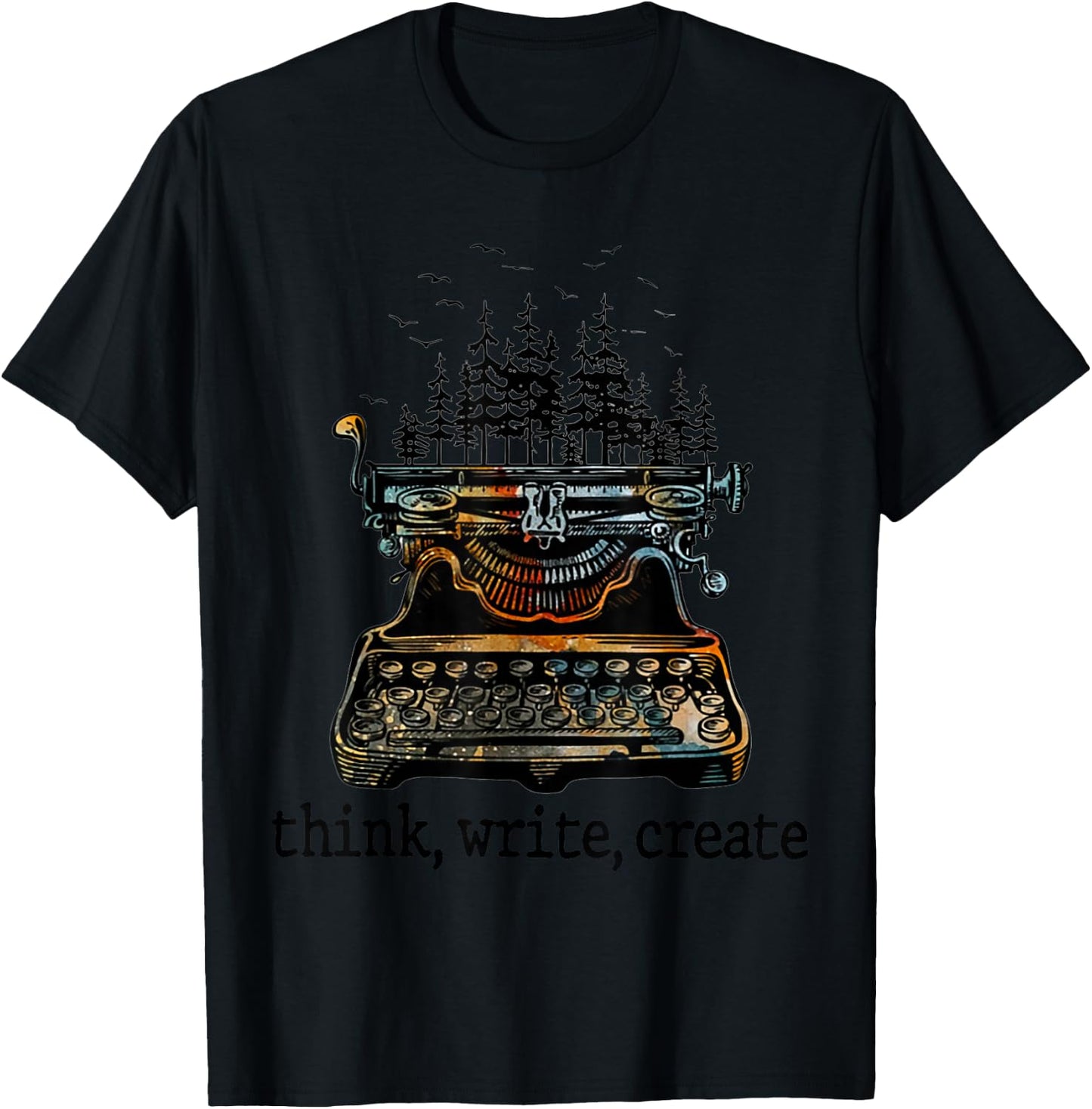 Think Write Create Writer Forest T-Shirt - T-Shirt | Black