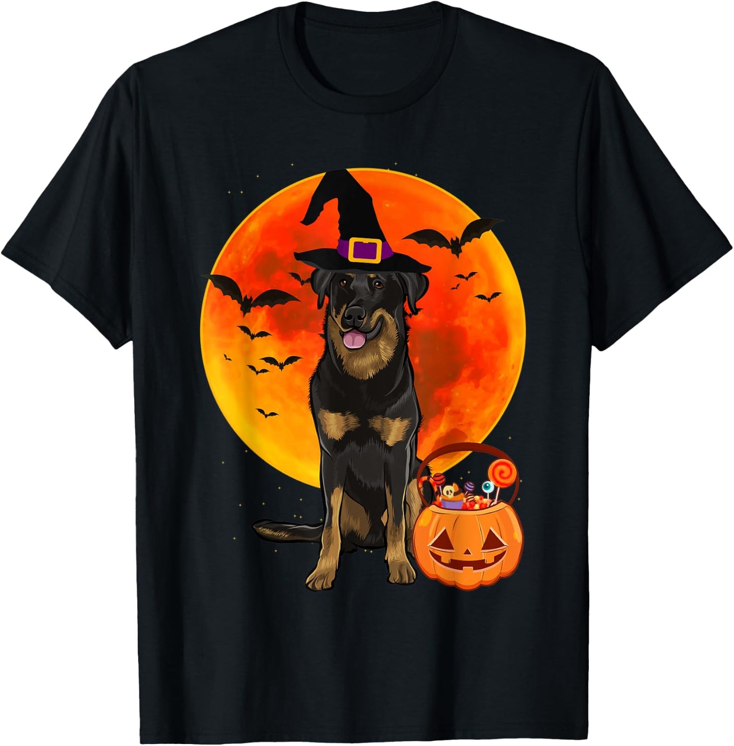 Dog Halloween Beauceron Jack O Lantern Pumpkin T-Shirt - T-Shirt | Black