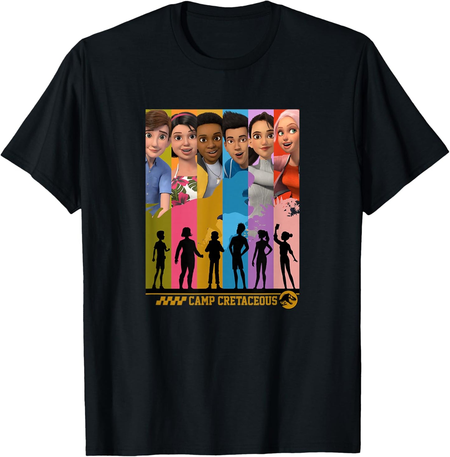 Jurassic World: Camp Cretaceous Group Shot Panels Small T-Shirt - T-Shirt | Black