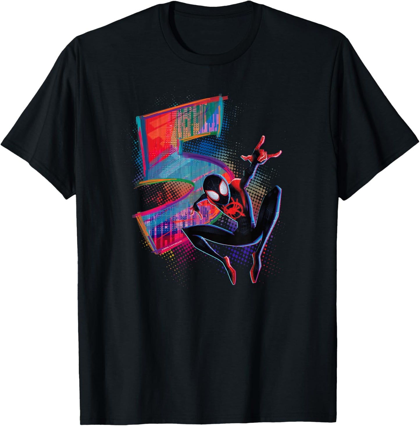 Marvel Spider-Man Miles Morales 5th Birthday Graphic T-Shirt - T-Shirt | Black
