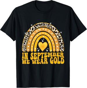In September We Wear Gold Childhood Cancer Awareness T-Shirt - T-Shirt | Black