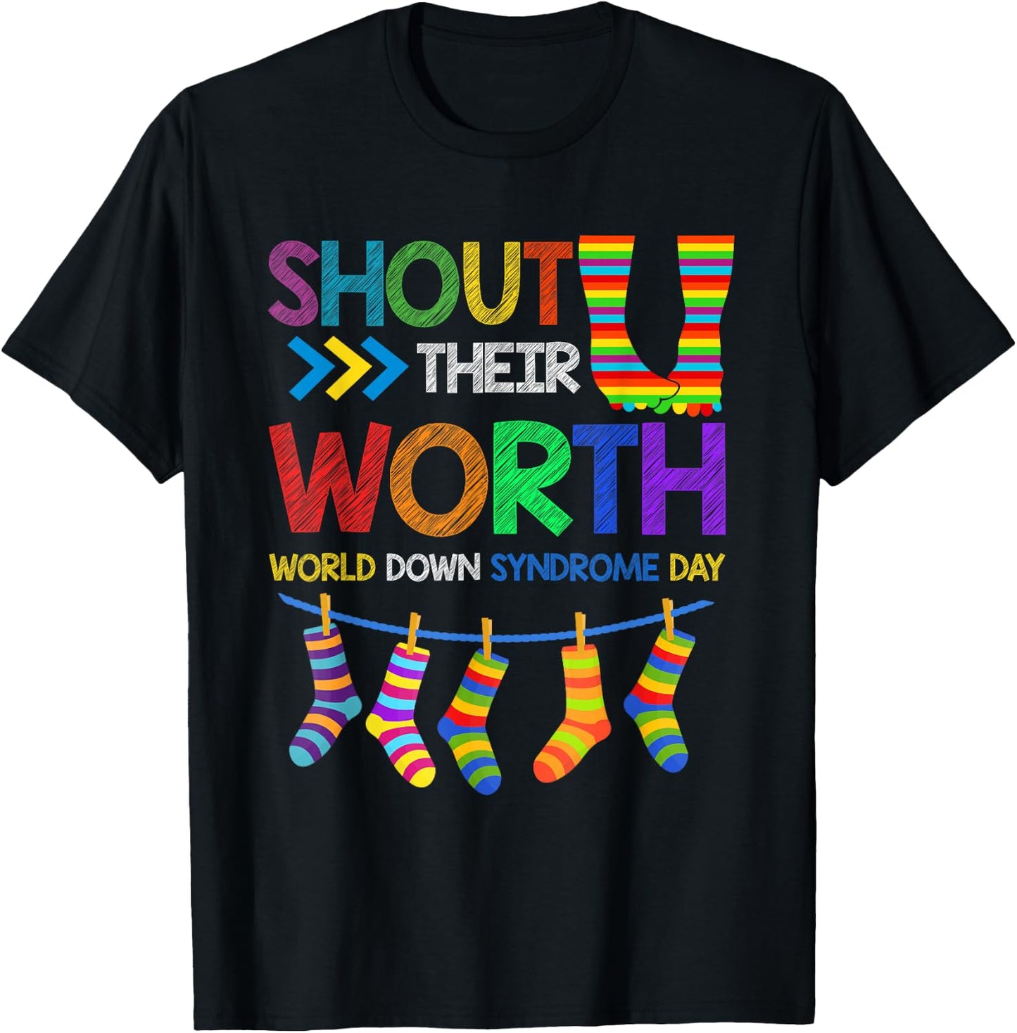 Shout Their Worth Down Syndrome Awareness Men Women Kids T-Shirt - T-Shirt | Black
