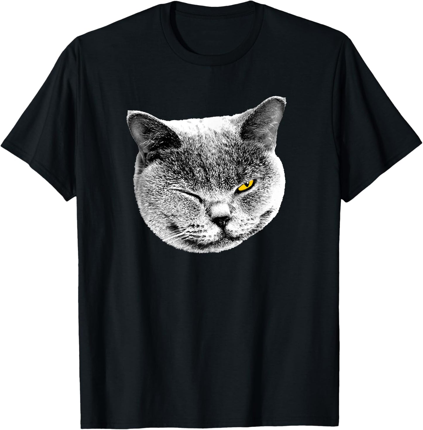 BRITISH BLUE SHORTHAIR CAT - SMILE & WINK Men Women Kids T-Shirt - T-Shirt | Black
