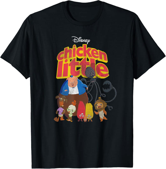 Disney Chicken Little Characters Retro Small T-Shirt - T-Shirt | Black