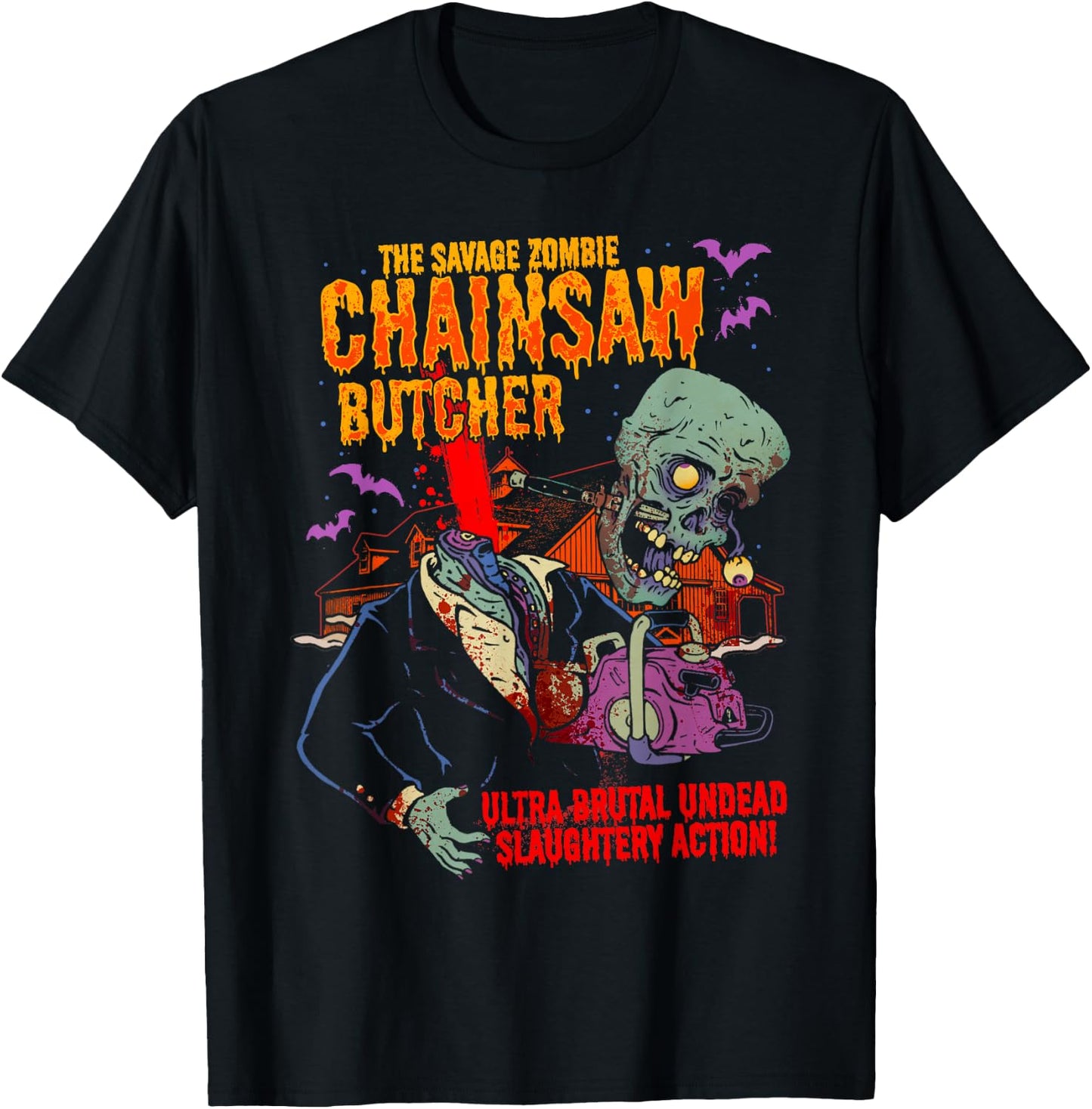 The Savage Zombie Chainsaw Butcher Horror Movie T-Shirt - T-Shirt | Black