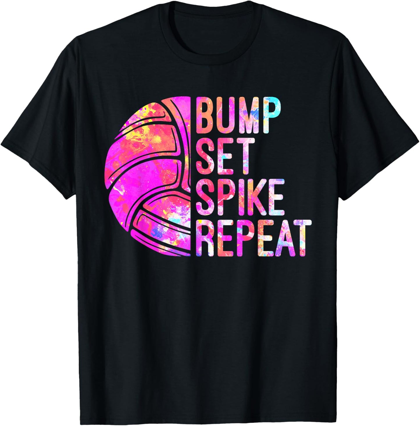 Bump Set Spike Repeat Volleyball Lover girls Athlete USA T-Shirt - T-Shirt | Black