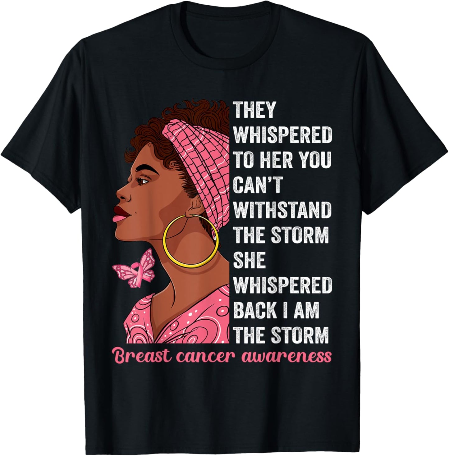 African American Breast Cancer Awareness Afro Black Women T-Shirt - T-Shirt | Black