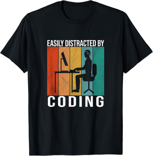 Coding Retro Code Vintage Programmer Developer Funny Coder T-Shirt - T-Shirt | Black