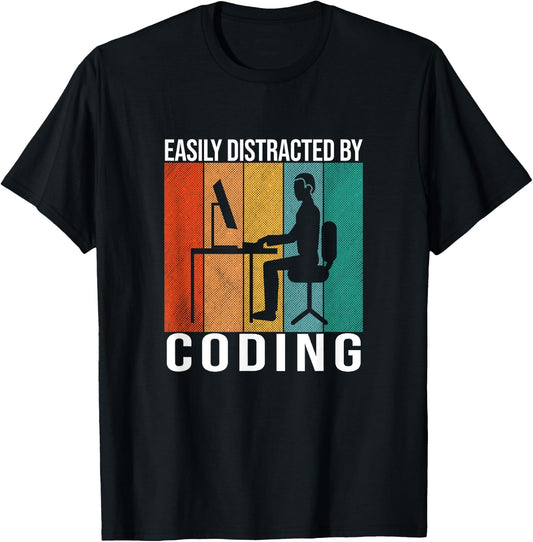 Coding Retro Code Vintage Programmer Developer Funny Coder T-Shirt - T-Shirt | Black
