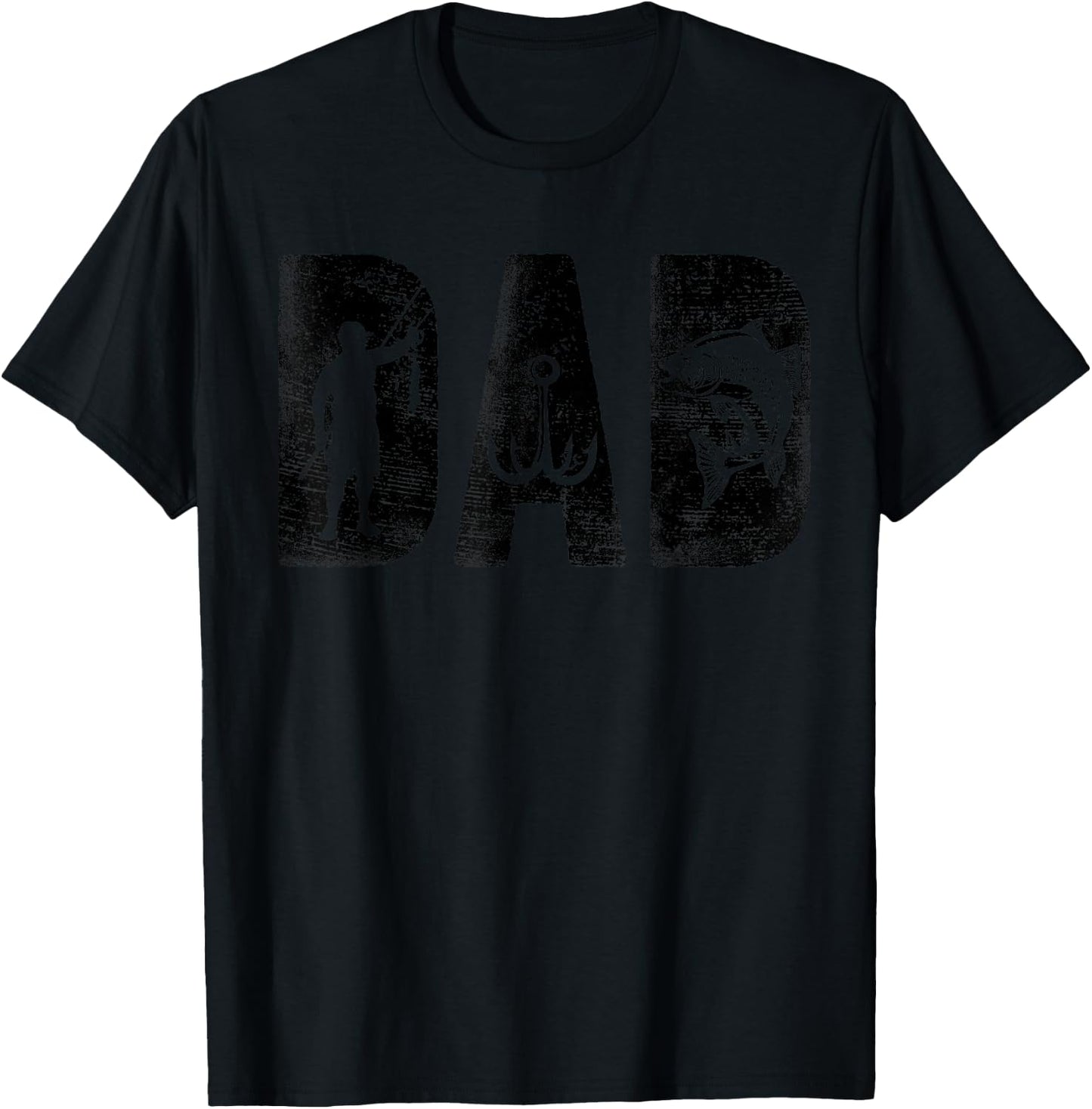 Fishing Dad Birthday Classic Bold Font Fish Daddy T-Shirt - T-Shirt | Black