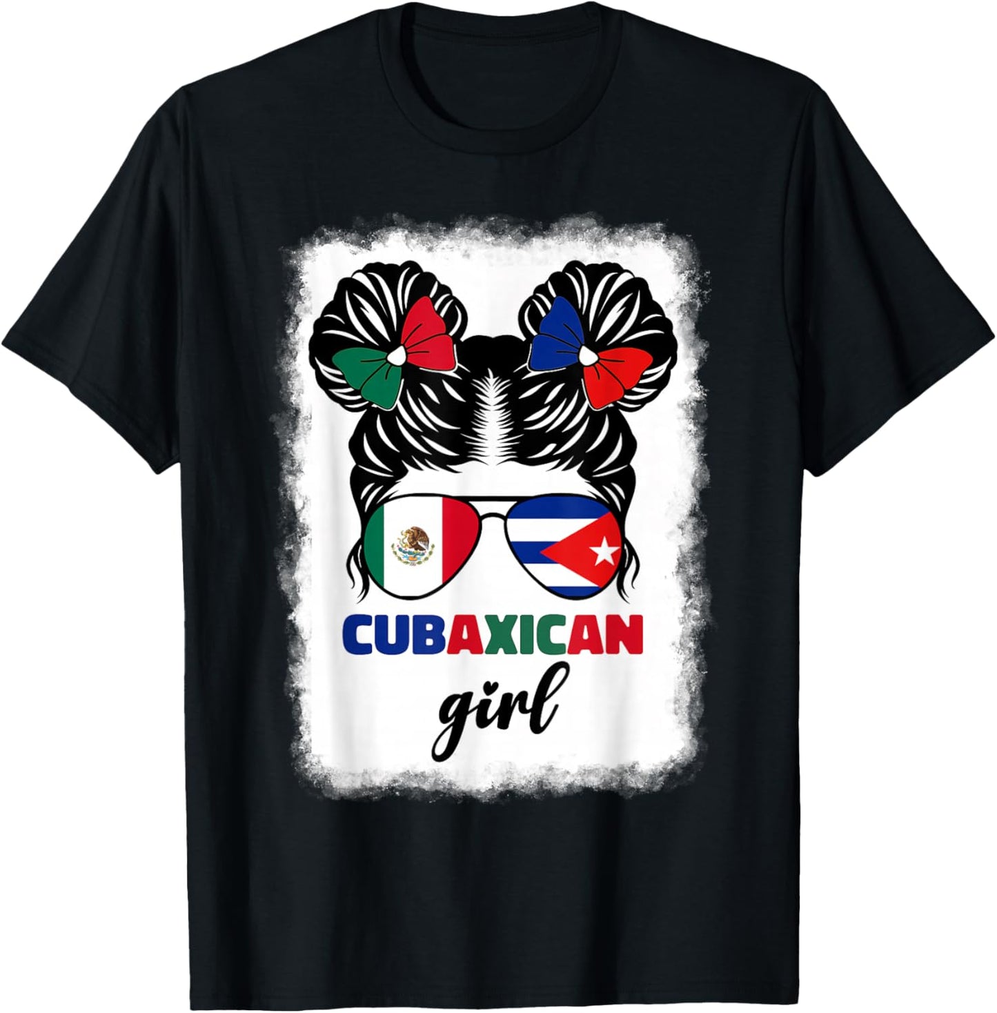 Half Mexican And Half Cuban Mexico Cuba Flag Girl Kids Girls T-Shirt - T-Shirt | Black