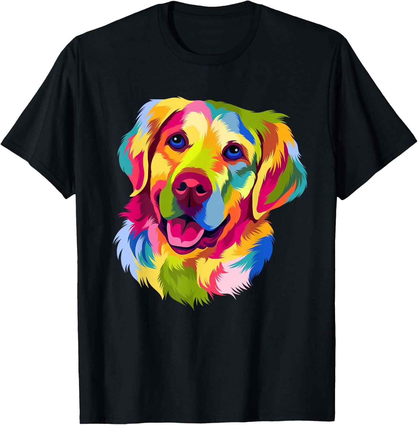 Colorful Pop Art Golden Retriever Portrait Owner T-Shirt - T-Shirt | Black