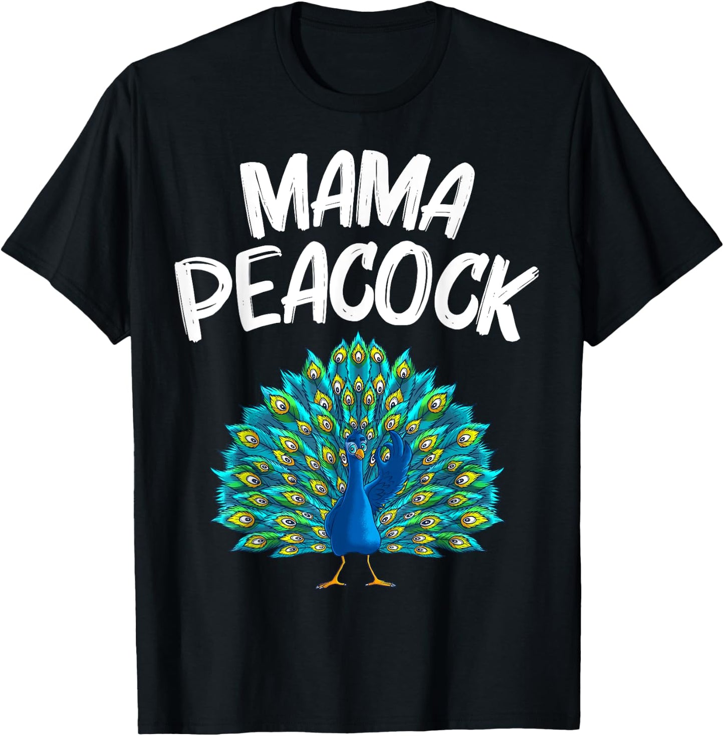 Funny Peacock Gift Mom Women Peafowl Lover Bird Feather T-Shirt - T-Shirt | Black