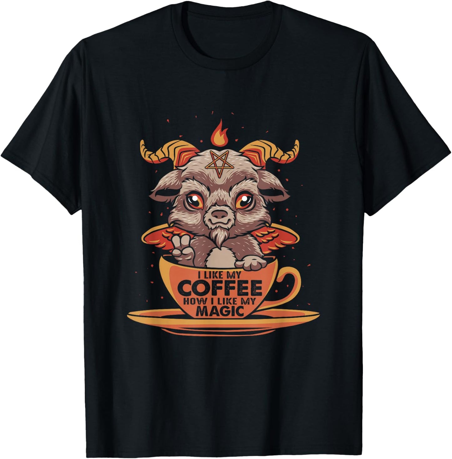 Baphomet Coffee Shirt I Like My Coffee Occult Coffee Lovers T-Shirt - T-Shirt | Black