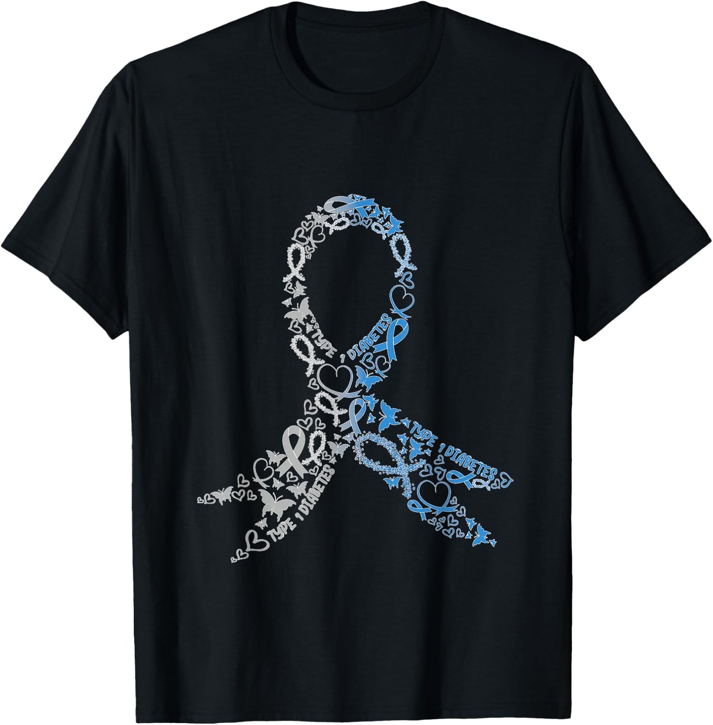 Type 1 Diabetes Ribbon Juvenile Diabetes Awareness Support T-Shirt - T-Shirt | Black