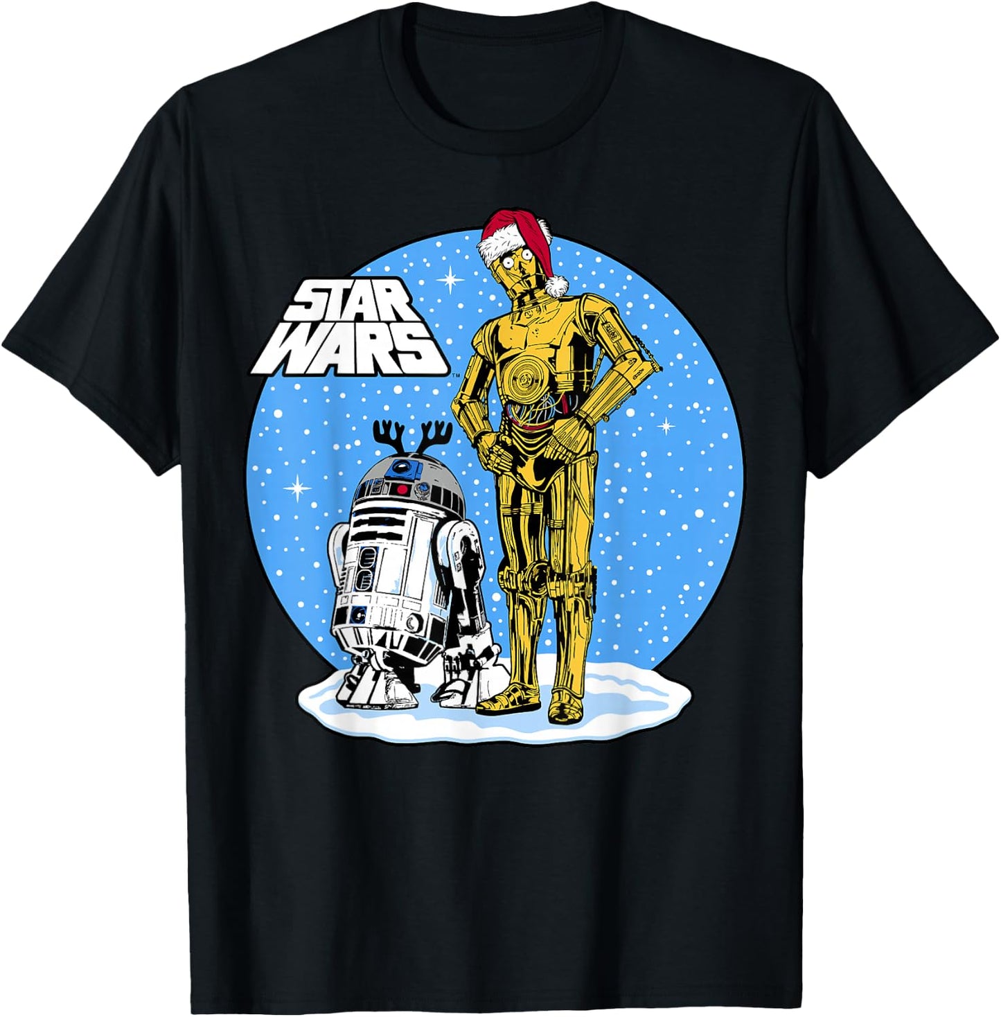 Star Wars Christmas C-3PO & R2-D2 Snow Globe T-Shirt - T-Shirt | Black