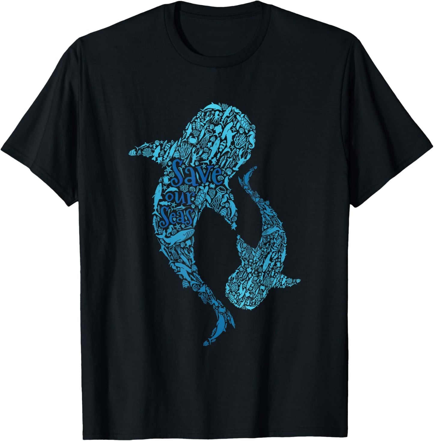 Save the Seas White Shark Environmental Awareness Gift T-Shirt - T-Shirt | Black