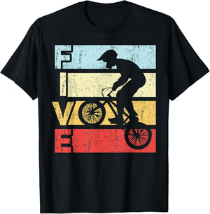 5 Year Old BMX Birthday Party Vintage Dirt Biking 5th Bike T-Shirt - T-Shirt | Black