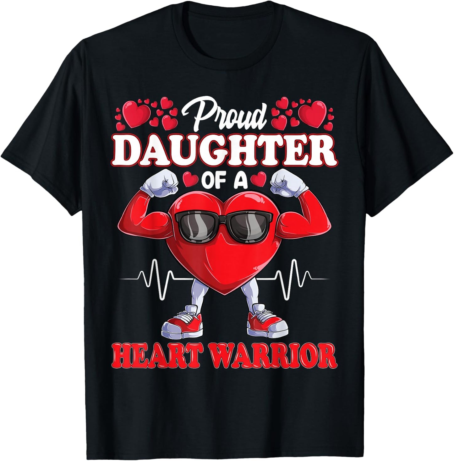 Proud Daughter of a Heart Warrior CHD Awareness T-Shirt - T-Shirt | Black