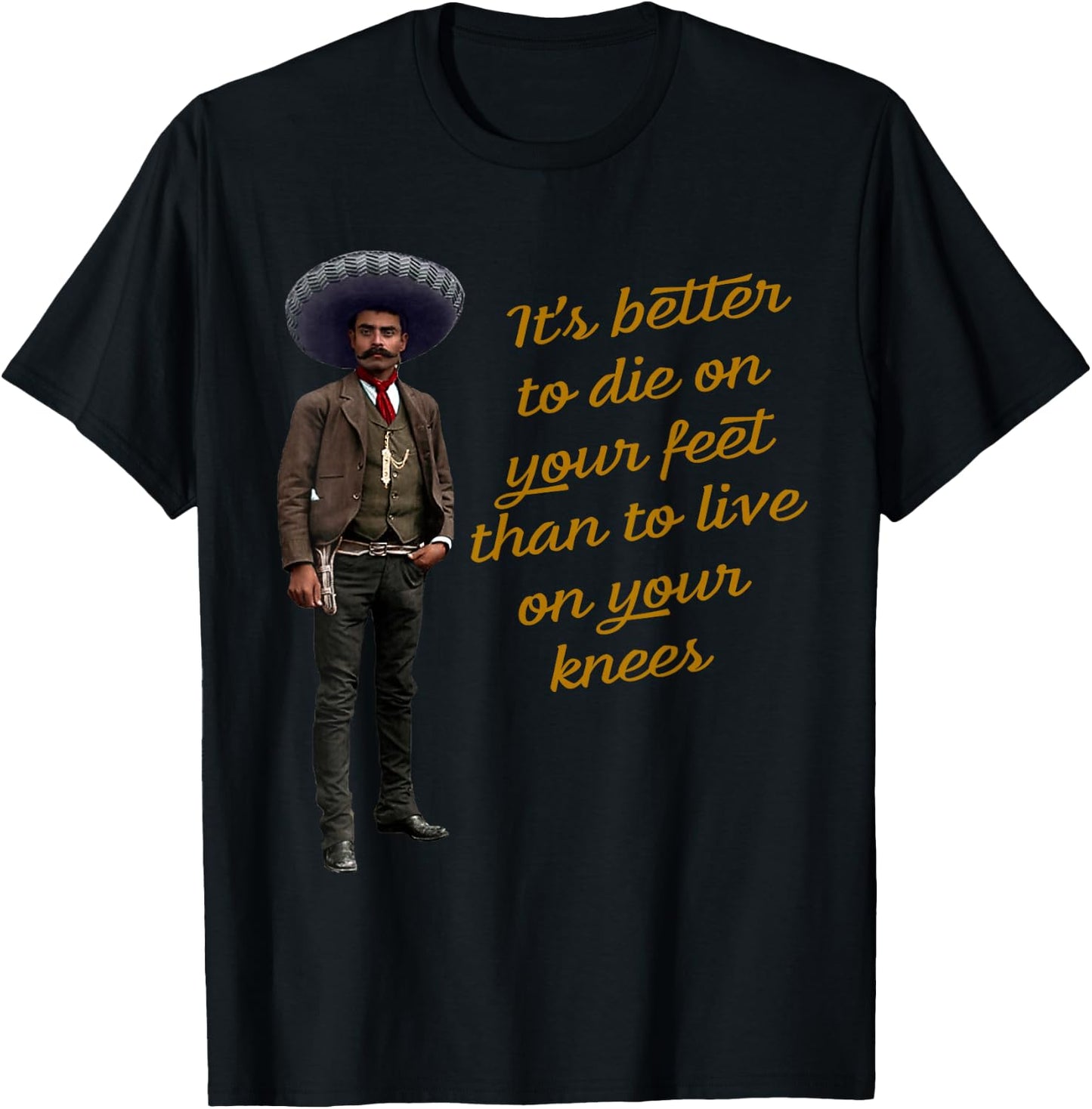 Emiliano Zapata Mexican Flag La Revolucion Mexicana T-Shirt - T-Shirt | Black