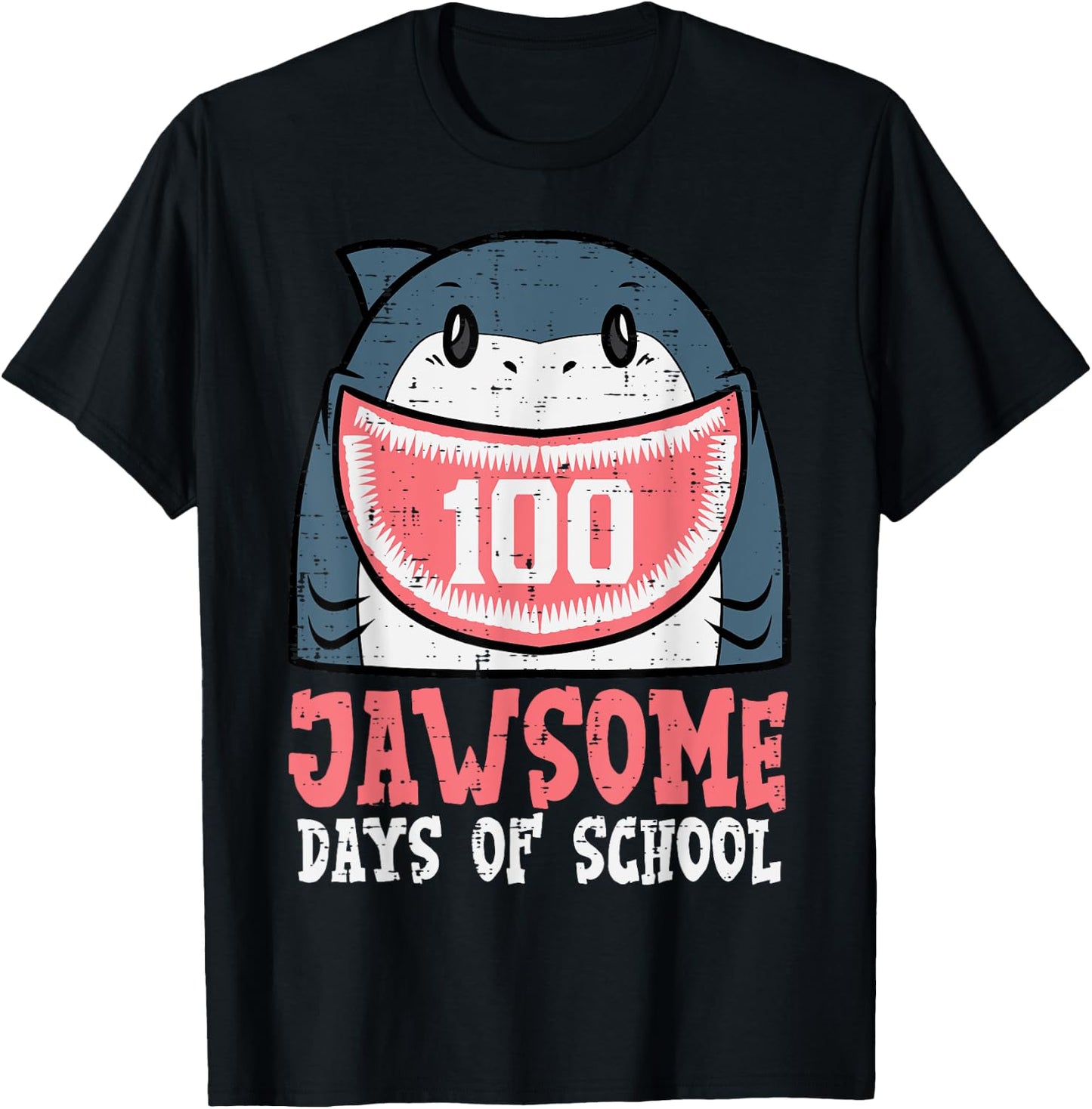 100 Jawsome Days Of School Shark 100th Day Boys Girls Kids T-Shirt - T-Shirt | Black