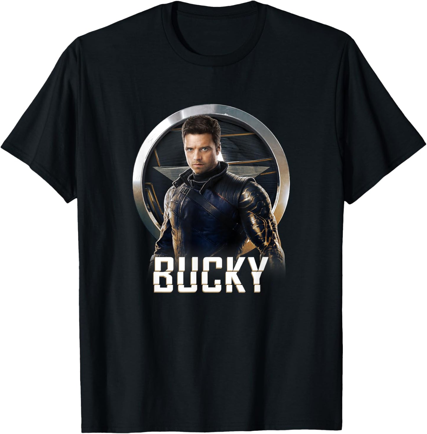 Marvel Falcon & Winter Soldier Bucky Shield Portrait V2 T-Shirt - T-Shirt | Black