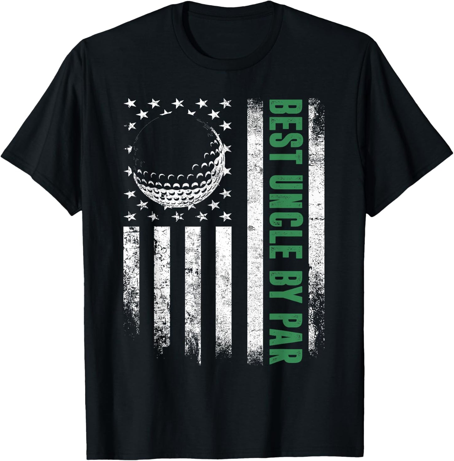 Golf Lover Retro USA American Flag Best Uncle By Par T-Shirt - T-Shirt | Black