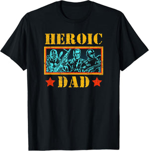 G.I. Joe Father's Day Heroic Dad Vintage Army Stamp Logo T-Shirt - T-Shirt | Black