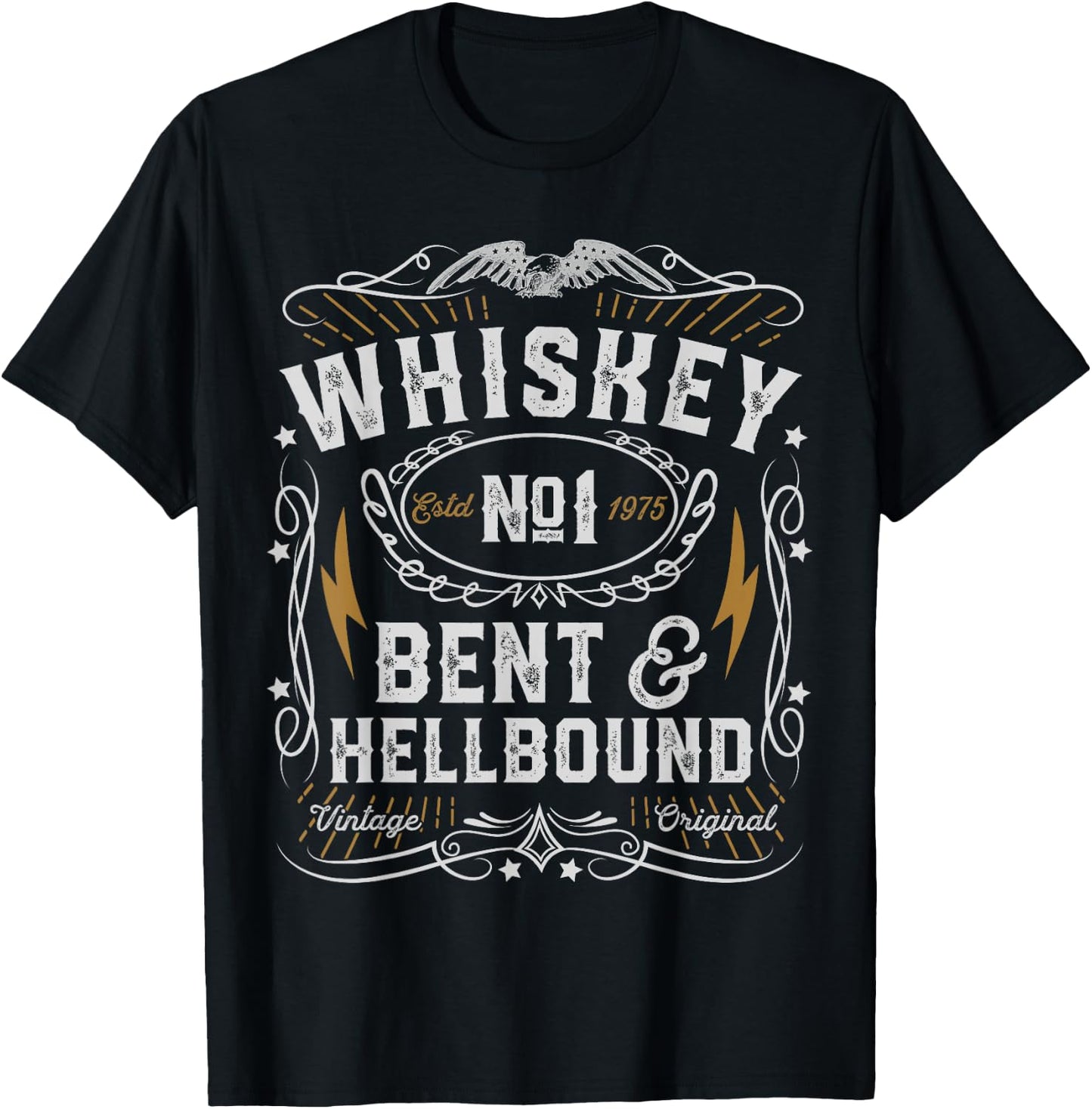 Whiskey Bent And Hellbound Country Music Biker Bourbon Gift T-Shirt - T-Shirt | Black