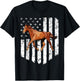 White American Flag Brown Horse 4th Of July Farm Animal Kids Men T-Shirt - T-Shirt | Black