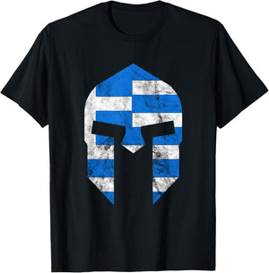 Greek Gladiators Spartan Helmet Greece Sparta T-Shirt - T-Shirt | Black